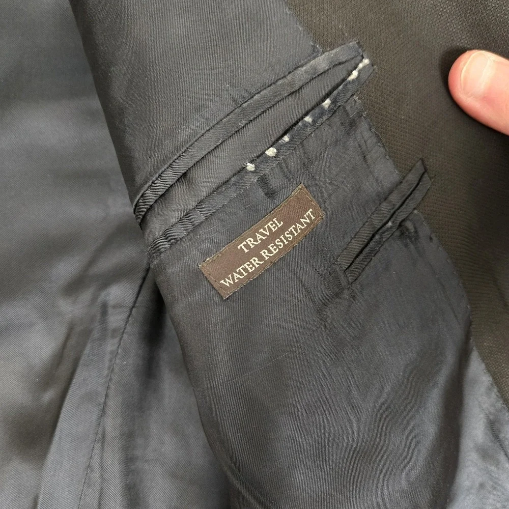 Canali Blazer Men 48R Black Wool Sport Jacket Italy Travel Water Resistant *READ